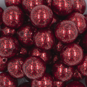 20MM Seeds Print on Red pearl Chunky Acrylic Bubblegum Beads