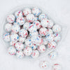 Top view of a pile of 20mm Red & Blue Splatter AB Chunky Acrylic Bubblegum Beads