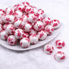 Front view of a pile of 20mm Red Butterfly pattern chunky acrylic Bubblegum Beads