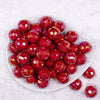 Top view of a pile of 20mm Red Disco Faceted AB Bubblegum Beads