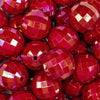 Close up view of a pile of 20mm Red Disco Faceted AB Bubblegum Beads
