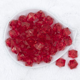 20mm Red Transparent Cube Faceted Bubblegum Beads