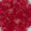 Close up view of a pile of 20mm Red Transparent Cube Faceted Pearl Bubblegum Beads