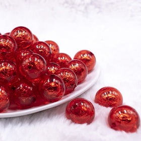 20mm Red Foil Bubblegum Beads