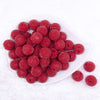 Top view of a pile of 20mm Red Sugar Glass Bubblegum Beads