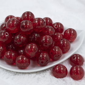 20mm Red Glitter Sparkle Chunky Acrylic Bubblegum Beads