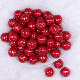 20mm Red with Gold Spotted Print Acrylic Bubblegum Beads