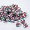 Front view of a pile of 20mm Red & Green Confetti Rhinestone AB Bubblegum Beads