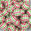 Close up view of a pile of 20mm Red and Green Diamond Print Bubblegum Beads