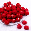 Front view of a pile of 20mm Red Faceted Opaque Bubblegum Beads