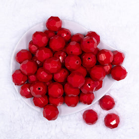 20mm Red Faceted Opaque Bubblegum Beads