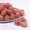 front view of a pile of 20mm Red Majestic Confetti Bubblegum Beads
