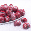 front view of a pile of 20mm Red Marbled Bubblegum Beads