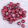 top view of a pile of 20mm Red Marbled Bubblegum Beads