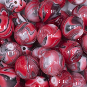 20mm Red Marbled Bubblegum Beads