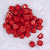 top view of a pile of 20mm Red Cube Faceted Bubblegum Beads