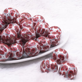20mm Red Paisley printed Acrylic Bubblegum Beads