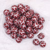 top view of a pile of 20mm Red Paisley printed Acrylic Bubblegum Beads