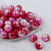 Front view of a pile of 20mm Red & Pink Ombre Shimmer Faux Pearl Bubblegum Beads