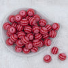 Top view of a pile of 20mm Multi Red & Pink Stripe Acrylic Chunky Bubblegum Beads