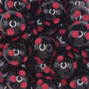 Close up view of a pile of 20mm Red Polka Dots on Black Bubblegum Beads