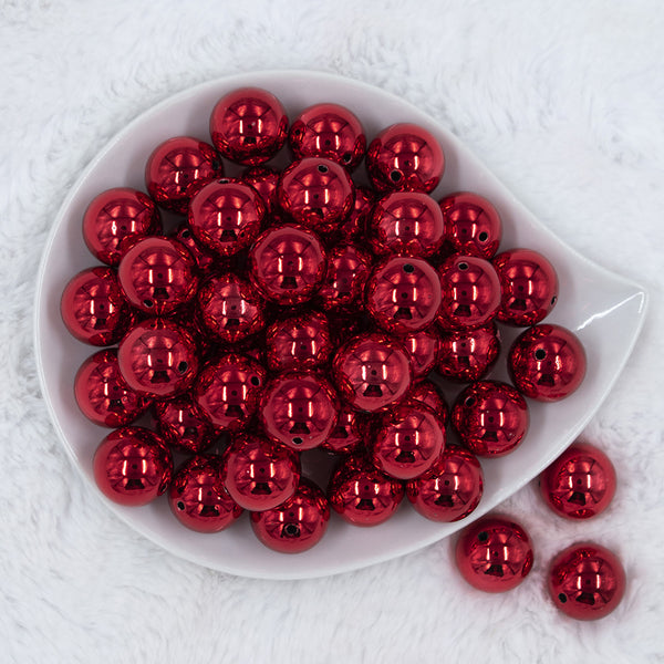 Top view of a pile of 20mm Reflective Red Acrylic Bubblegum Beads