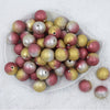 Top view of a pile of 20mm Red, Gold & Silver Stardust Ombre Shimmer Bubblegum Beads