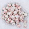 Top view of a pile of 20mm Red & Pink Splatter AB Chunky Acrylic Bubblegum Beads