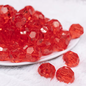 20mm Red Transparent Faceted Bubblegum Beads