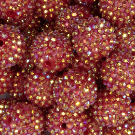 20mm Red Shimmer Rhinestone AB Bubblegum Beads