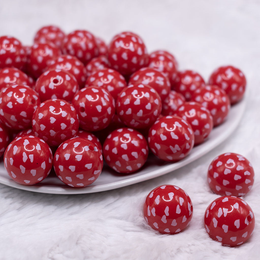 20mm Multi Red & Pink Stripe Acrylic Chunky Bubblegum Beads