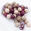 Front view of a pile of Rose Wine Chunky Acrylic Bubblegum Bead Mix - [50 Count]