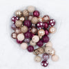 Top view of a pile of Rose Wine Chunky Acrylic Bubblegum Bead Mix - [50 Count]