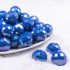 front view of a pile of 20mm Royal Blue Disco Faceted AB Bubblegum Beads