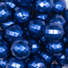 Close up view of a pile of 20mm Royal Blue Disco Faceted Pearl Bubblegum Beads
