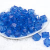 Front view of a pile of 20mm Royal Blue Transparent Cube Faceted Pearl Bubblegum Beads
