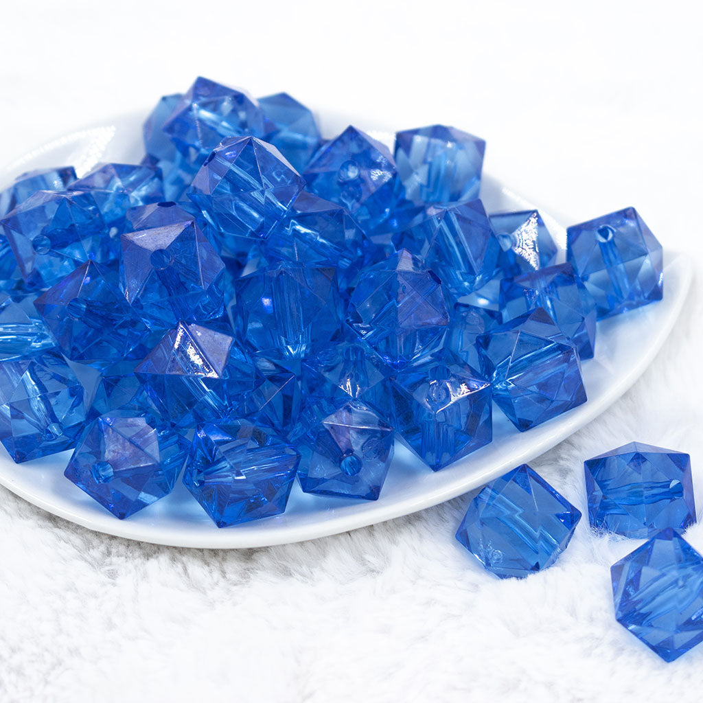 20mm Royal Blue Clear Glitter Acrylic Bubblegum Beads
