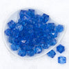 Top view of a pile of 20mm Royal Blue Transparent Cube Faceted Pearl Bubblegum Beads