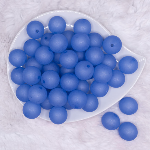 top view of a pile of 20mm Royal Blue Frosted Bubblegum Beads