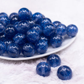 20mm Royal Blue Glitter Sparkle Chunky Acrylic Bubblegum Beads