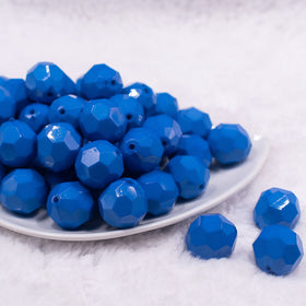 20mm Royal Blue Faceted Opaque Bubblegum Beads