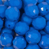 Close up view of a pile of Front view of a pile of 20mm Royal Blue Faceted Opaque Bubblegum Beads