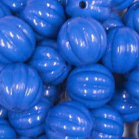 20mm Royal Blue Opaque Pumpkin Shaped Bubblegum Bead