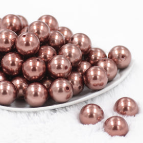 20mm Copper Brown Faux Pearl Bubblegum Beads
