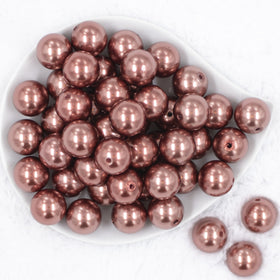 20mm Copper Brown Faux Pearl Bubblegum Beads