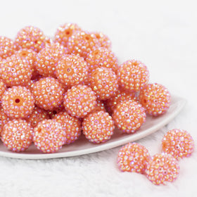 20mm Orange Rhinestone AB Bubblegum Beads