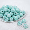 Front view of a pile of 20MM Seafoam Green AB Solid Chunky Bubblegum Beads