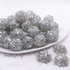 front view of a pile of 20mm Silver Sequin Confetti Bubblegum Beads