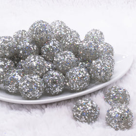 20mm Silver Sequin Confetti Bubblegum Beads