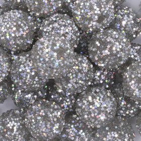 20mm Silver Sequin Confetti Bubblegum Beads